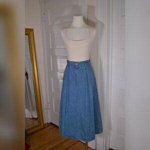Vtg High Waisted 90s Denim Maxi Skirt